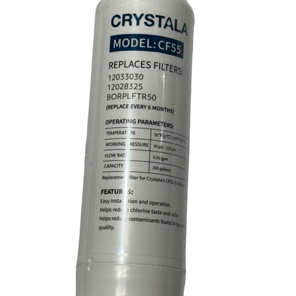 Crystala Replacement Refrigerator CF55 Water Filter 12033030 12028325 BORPLFTR50 - Picture 2 of 8